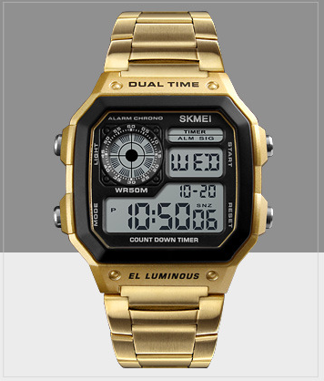 Reloj Deportivo Multifunción Acero Inoxidable Pantalla Dual Resistente al Agua - Image 5