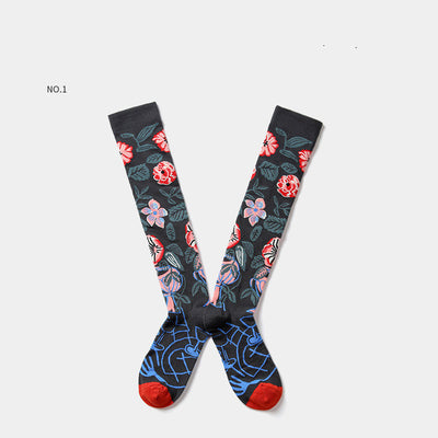 Calcetines de Skate Jacquard Rojo Neto Estilo Europeo - Image 10