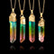 Colgante de Cristal Mixto Cilíndrico con Borde Dorado