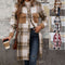 Abrigo Largo de Cuadros Cepillado con Bolsillos - Chaqueta de Invierno para Mujer