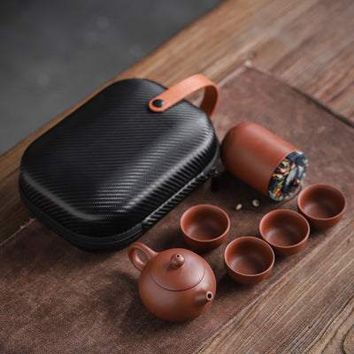 Juego de Té Portátil en Piedra Púrpura con 4 Tazas y Contenedores - Image 4