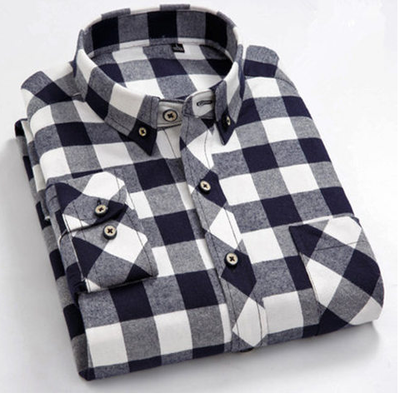 Camisa de Algodón a Cuadros para Hombre Talla Grande - Manga Larga Clásica - Image 2