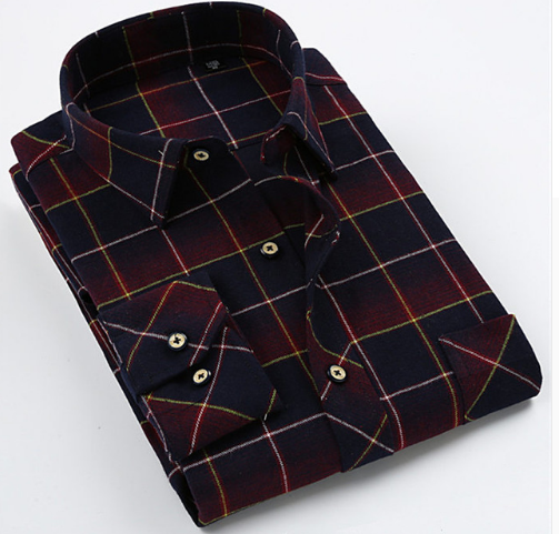 Camisa de Algodón a Cuadros para Hombre Talla Grande - Manga Larga Clásica - Image 9