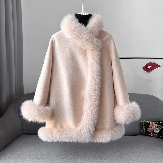 Abrigo Reversible de Lana y Pelaje para Mujer - Diseño Socialité Midi - Image 7