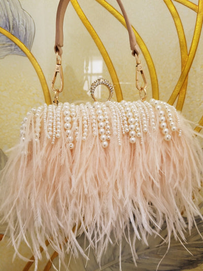 Bolso de Noche Estilo Occidental con Plumas y Borlas - Clutch Elegante para Eventos