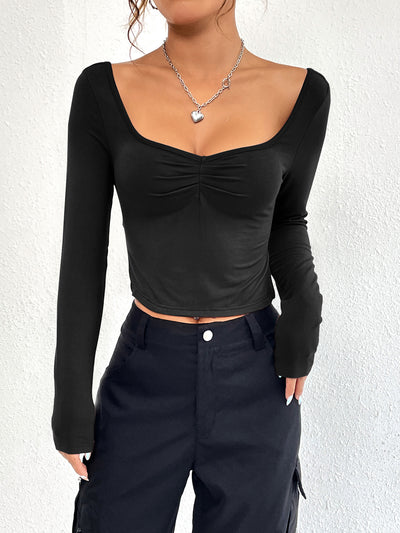 Blusa Larga Entallada con Escote en V y Abertura Lateral - Image 21