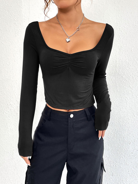 Blusa Larga Entallada con Escote en V y Abertura Lateral - Image 21