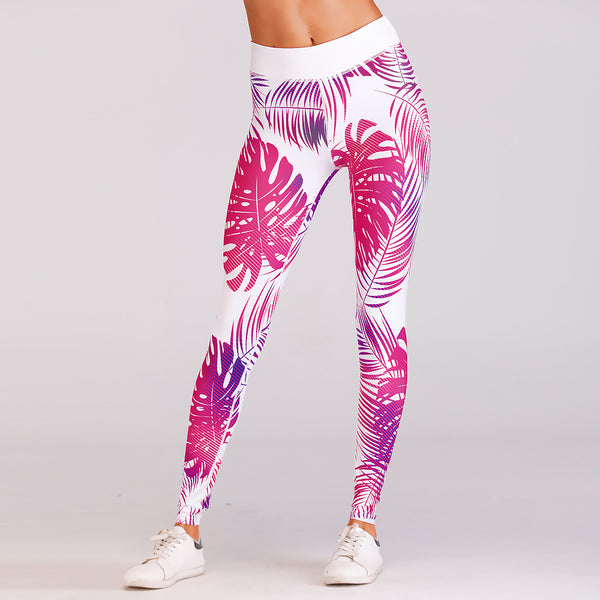 Leggings Deportivos Rojo Estampado de Cintura Alta para Yoga y Running