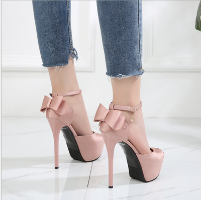 Sandalias Tipo Boca de Pez con Tacón Ultra Alto, Plataforma Impermeable y Moño de Seda - Image 5