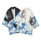 Kimono Hombre y Mujer Estampado Onda Ukiyo-e - Camisa Suelta Manga 3/4 Sección Ligera