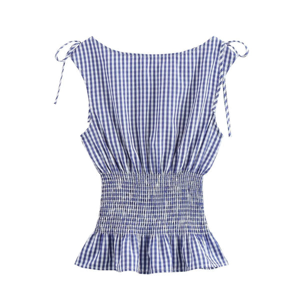Blusa Ajustada de Cintura Controlada Estilo Europeo
