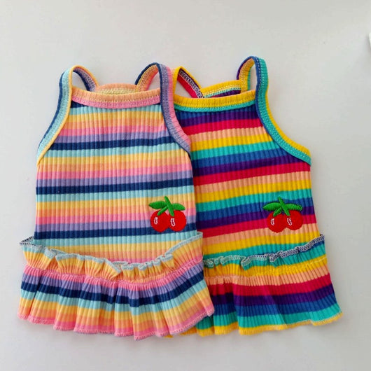 Vestido Princesa a Rayas con Estampado de Cereza para Mascotas - Image 12