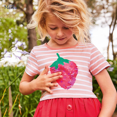 Vestido de Niña a Rayas para Verano con Manga Corta - Image 5