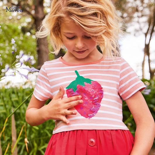 Vestido de Niña a Rayas para Verano con Manga Corta - Image 5