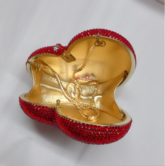 Bolso de Cena Corazón Diamante Rojo Pêssego - Image 6