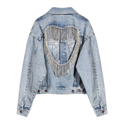 Chaqueta de Mezclilla con Borlas de Diamantes - Image 10