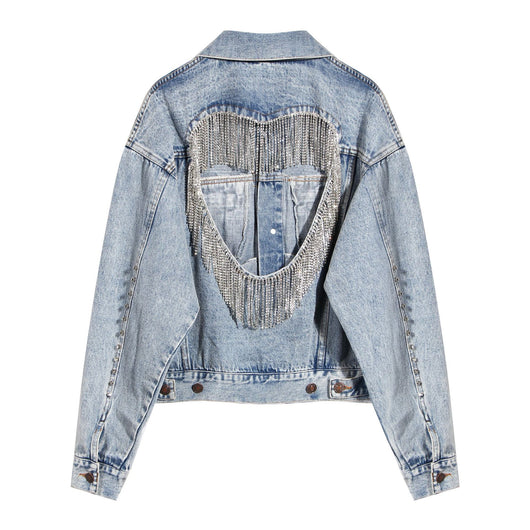 Chaqueta de Mezclilla con Borlas de Diamantes - Image 10
