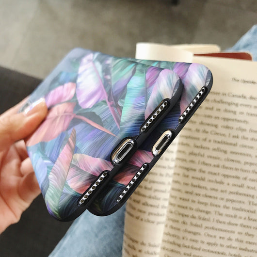 Funda para teléfono con diseño retro de hojas de plátano en colores vibrantes - Image 4