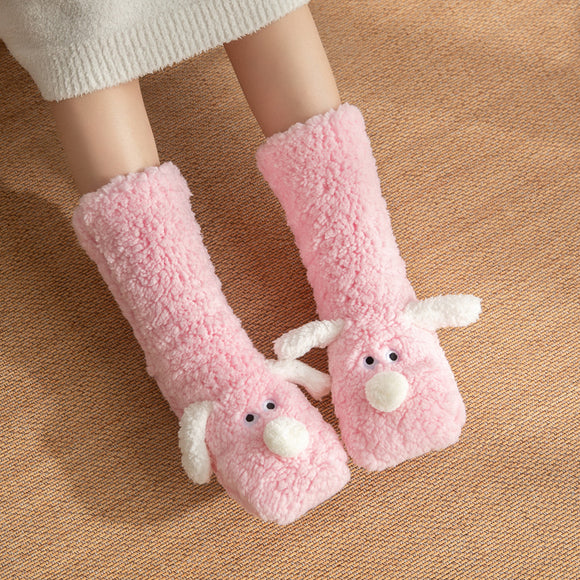 Calcetines Térmicos Antideslizantes con Diseño de Perrito para Mujer