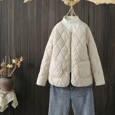 Abrigo de Invierno Acolchado con Rombos y Bolsillos para Mujer - Image 12