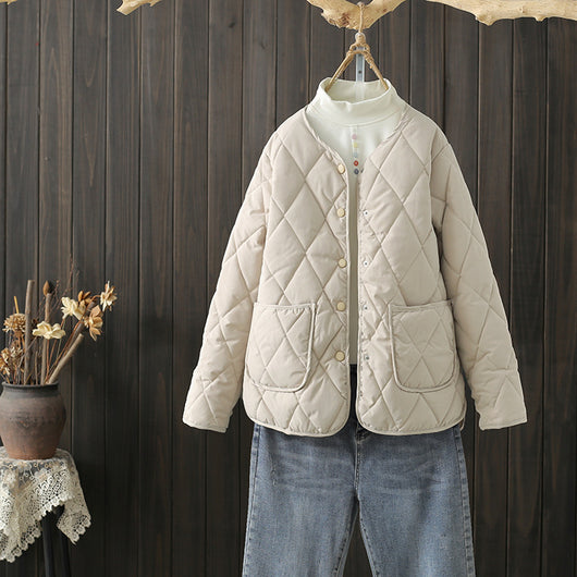 Abrigo de Invierno Acolchado con Rombos y Bolsillos para Mujer - Image 12