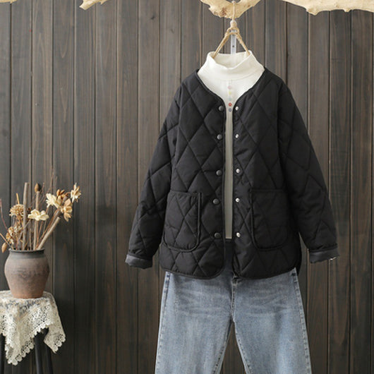 Abrigo de Invierno Acolchado con Rombos y Bolsillos para Mujer - Image 4