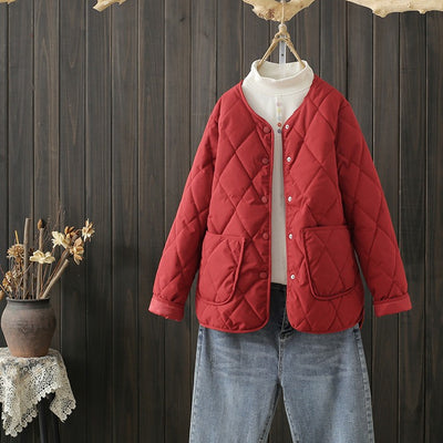 Abrigo de Invierno Acolchado con Rombos y Bolsillos para Mujer - Image 5