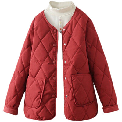 Abrigo de Invierno Acolchado con Rombos y Bolsillos para Mujer - Image 7