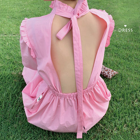 Vestido con Cuello de Pie y Detalles de Madera - Image 4