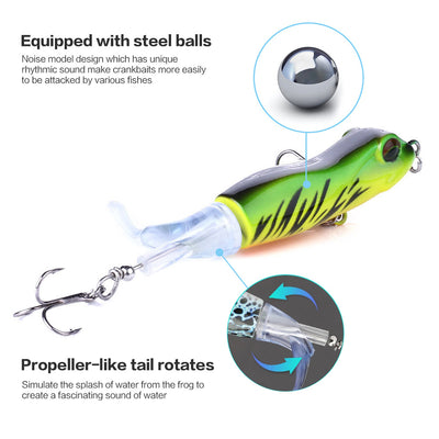 Rana Flotante Artificial 9cm con Hélice - Cebo Duro Premium para Pesca - Image 3