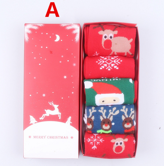 Calcetines Navideños en Caja - Diseño Reno, Abuelo y Copo de Nieve - Image 14