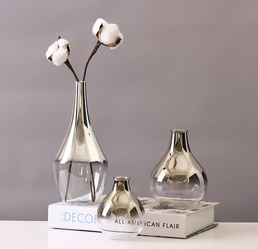 Florero de Cristal con Degradado Plateado para Decoración del Hogar - Image 9
