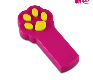 White pet laser pointer toy with a pink cat paw design on top, for interactive play and exercise. - Image 4