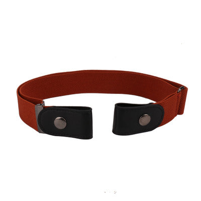 Beige elastic no-buckle belt with adjustable clips, designed for an invisible and comfortable fit. - Image 12