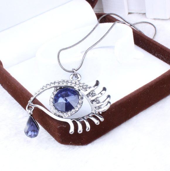 Collar Colgante de Cristal Lágrima con Detalle de Pestañas