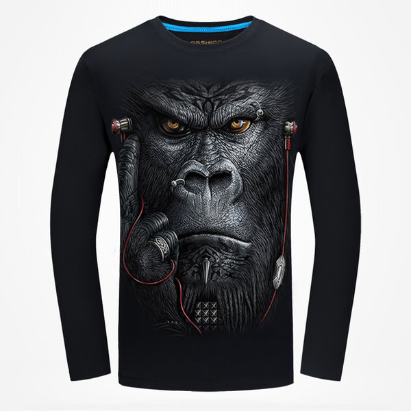 Camiseta de Manga Larga Impresa en 3D para Hombre