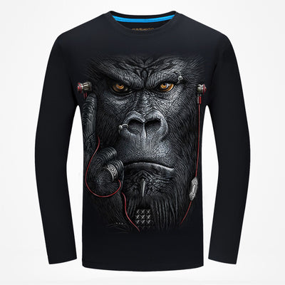 Camiseta de Manga Larga Impresa en 3D para Hombre