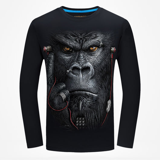 Camiseta de Manga Larga Impresa en 3D para Hombre