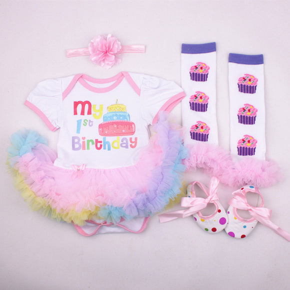 Conjunto de Vestido para Bebé de Cuatro Piezas