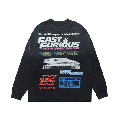 Camiseta Estampada Motociclista Manga Larga Teñida al Lavado - Image 3