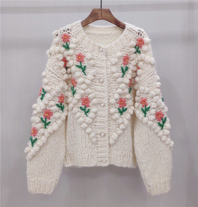 Abrigo Suéter con Bordado Floral para Mujer - Image 2