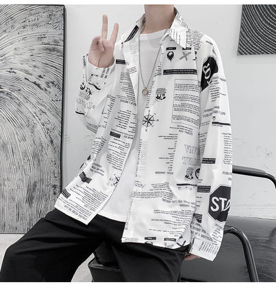 Camisa Larga de Seda Helada con Estampado para Hombre - Image 12