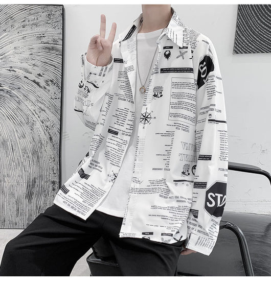 Camisa Larga de Seda Helada con Estampado para Hombre - Image 12