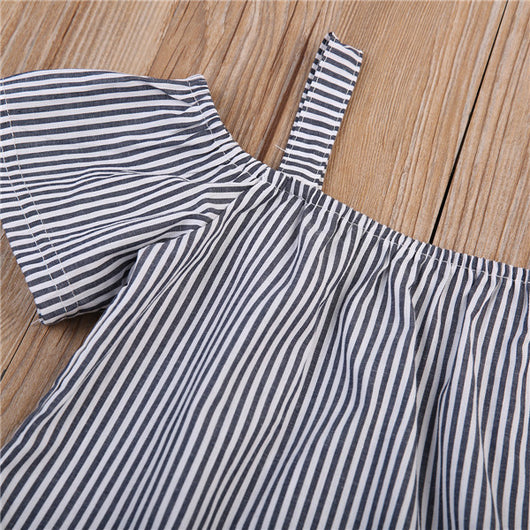 Conjunto Infantil Verano: Blusa Tirantes Rayas y Pantalón Corto - Image 3