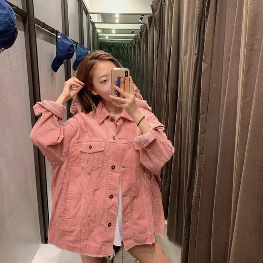 Chaqueta Casual de Pana con Bolsillos