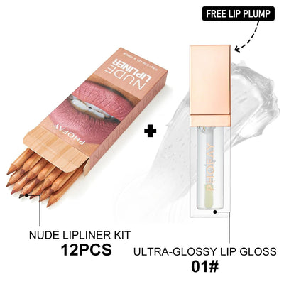Kit Delineador y Brillo Labial Ultra Brillante Nude PHOFAY