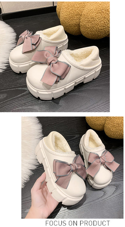 Pantuflas de Algodón con Lazo Cálidas y Impermeables para Casa - Image 11