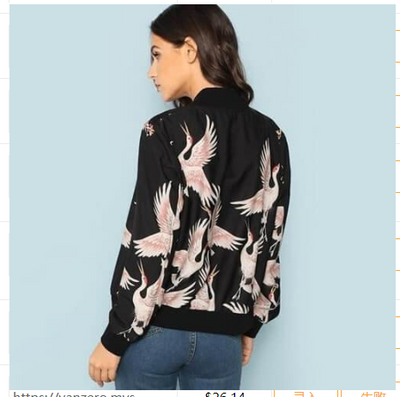 Chaqueta Bomber Estilo Japonés con Grúa Bordada - Abrigo Tendencia Otoño Unisex