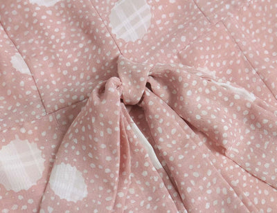 Blusa Escote V Manga Larga con Cintura Ajustable y Estampado Lunares - Image 5