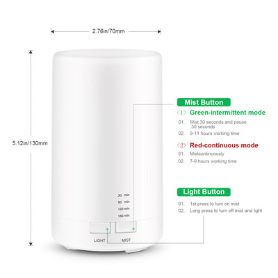 Colorful silent USB mini ultrasonic aromatherapy machine with blue, green, purple, and red light options and timer settings. - Image 2